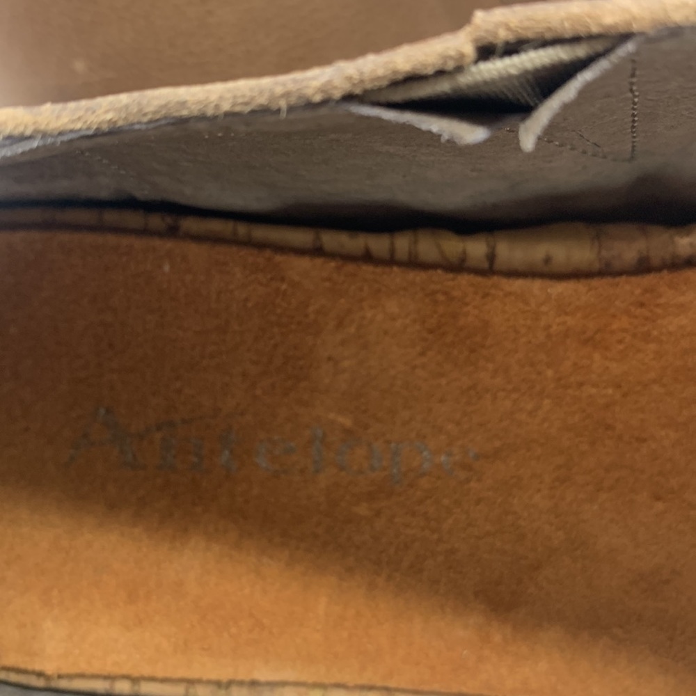 Antelope Tan Leather Sandals Peep Toe Rubber Bottom Size 38. MCS3938A - Picture 4 of 11